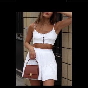 ZAFUL Ruffle Smocked Button up Skirt Set Size M